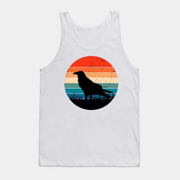 Raven Lover Silhouette Retro Sunset Art Tank Top by ShopBuzz